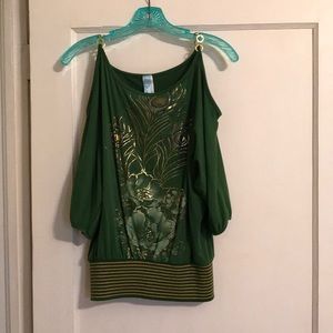 Off the shoulder peacock top